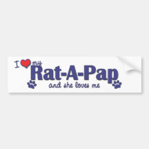 Amo mi Rata-UNO-Pap (el perro femenino) Etiqueta De Parachoque