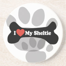 Amo mi Sheltie - hueso de perro Posavasos Manualidades