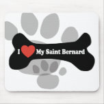 Amo mi St Bernard - hueso de perro Tapete De Ratón