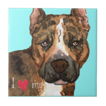 Amo mi Staffordshire Terrier americano Azulejo Cerámica