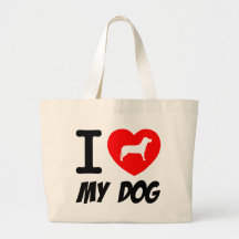 Amo mi texto del perro con el corazón rojo bolsas