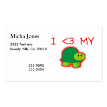 Amo mi tortuga tarjetas de visita