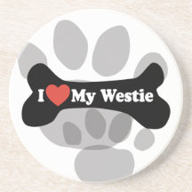 Amo mi Westie - hueso de perro Posavasos Cerveza