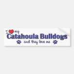 Amo mis dogos de Catahoula (los perros múltiples) Etiqueta De Parachoque