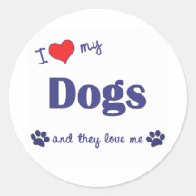 Amo mis perros (los perros múltiples) pegatina redonda