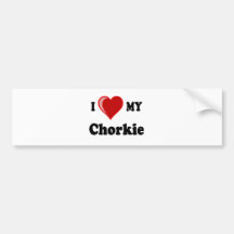 Amo mis regalos del amante del perro de Chorkie Etiqueta De Parachoque