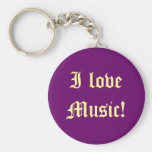 ¡Amo música! Llaveros Personalizados