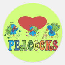 Amo pavos reales pegatinas redondas