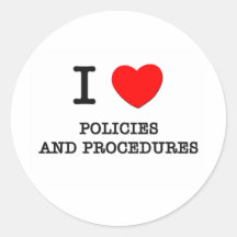 Amo políticas y procedimientos etiquetas redondas