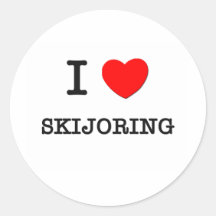 Amo Skijoring Pegatina Redonda