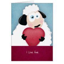 Amo tarjetas lindas de las ovejas de la tarjeta de