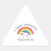 ¡Amo trato de los unicornios con él! Calcomanías De Trianguloes Personalizadas