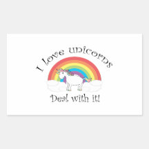 ¡Amo trato de los unicornios con él! Rectangular Pegatinas