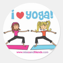 amo yoga etiquetas redondas