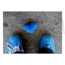 Amor azul del corazón felicitaciones