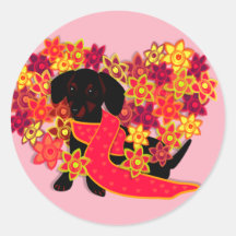 Amor de Doxie de la primavera Etiquetas Redondas