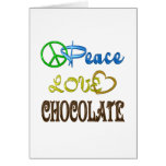 Amor de la paz del chocolate tarjetas