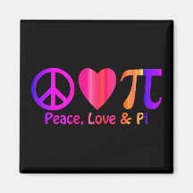 Amor de la paz y neón brillante del pi iman para frigorífico