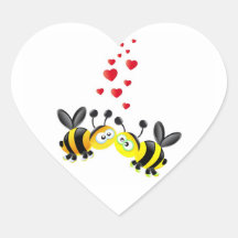 amor de las abejas pegatina de corazón