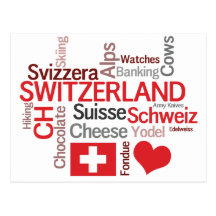 Amor de las cosas I sobre Suiza, queso, chocolate Postal