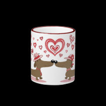 ¡AMOR de los Dachshunds de la tarjeta del día de S tazas