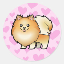 Amor de Pomeranian Etiquetas Redondas