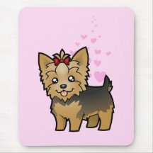 Amor de Yorkshire Terrier (pelo corto con el arco) Tapetes De Ratones