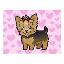Amor de Yorkshire Terrier (pelo corto con el arco) Tarjeta Postal