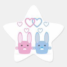 Amor del conejito pegatina forma de estrella personalizadas