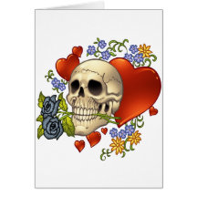 Amor del cráneo - cráneos, rosas y corazones por e tarjeta