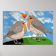 Amor del pájaro del redbreast del petirrojo posters