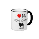 Amor del personalizado I mi perro chino de perro c Tazas De Café