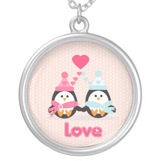 Amor del pingüino collar personalizado