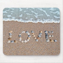Amor en el arte del Seashell de la playa alfombrillas de raton 