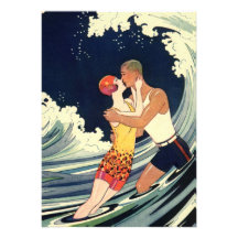 Amor en la resaca, beso romántico del vintage por  invitacion personalizada