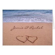 Amor en la tarjeta de la playa