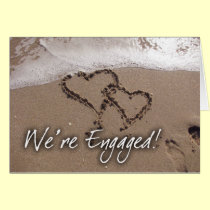 Amor en la tarjeta del compromiso de la playa tarjetas