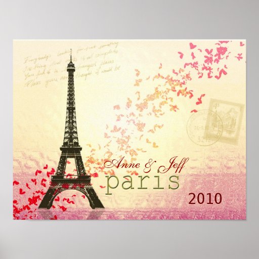 Amor en la torre Eiffel de París Poster