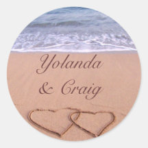 Amor en los pegatinas del boda de playa