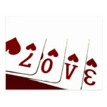 Amor en naipes del corazón postales