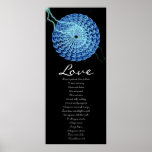 Amor - guirnalda azul del rosa con el aligeramient poster