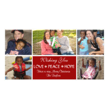 Amor, paz, tarjeta de Navidad de la foto de la esp Tarjeta Fotográfica Personalizada