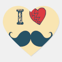 Amor retro de I el bigote del bigote Pegatina Corazon