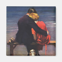 Amor romántico del vintage, romance en la playa iman