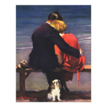 Amor romántico del vintage, romance en la playa comunicado personalizado