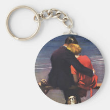 Amor romántico del vintage, romance en la playa llaveros