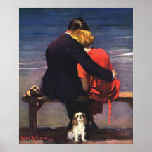 Amor romántico del vintage, romance en la playa posters