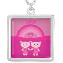Amor rosado lindo y arco iris de los gatos del dib joyerias personalizadas