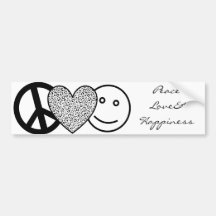 Amor y felicidad de la paz pegatina de parachoque