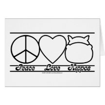 Amor y hipopótamos de la paz felicitación